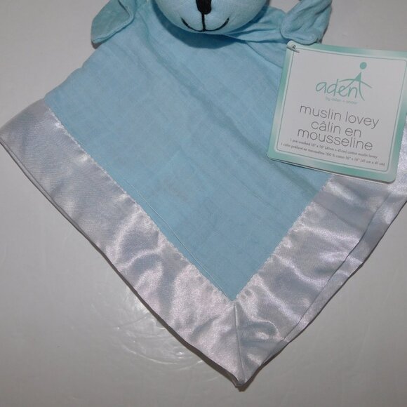 Aden + Anais Musy Mate Muslin Lovey Security Blanket Solid Winter Sky Bunny NWT - Picture 5 of 6